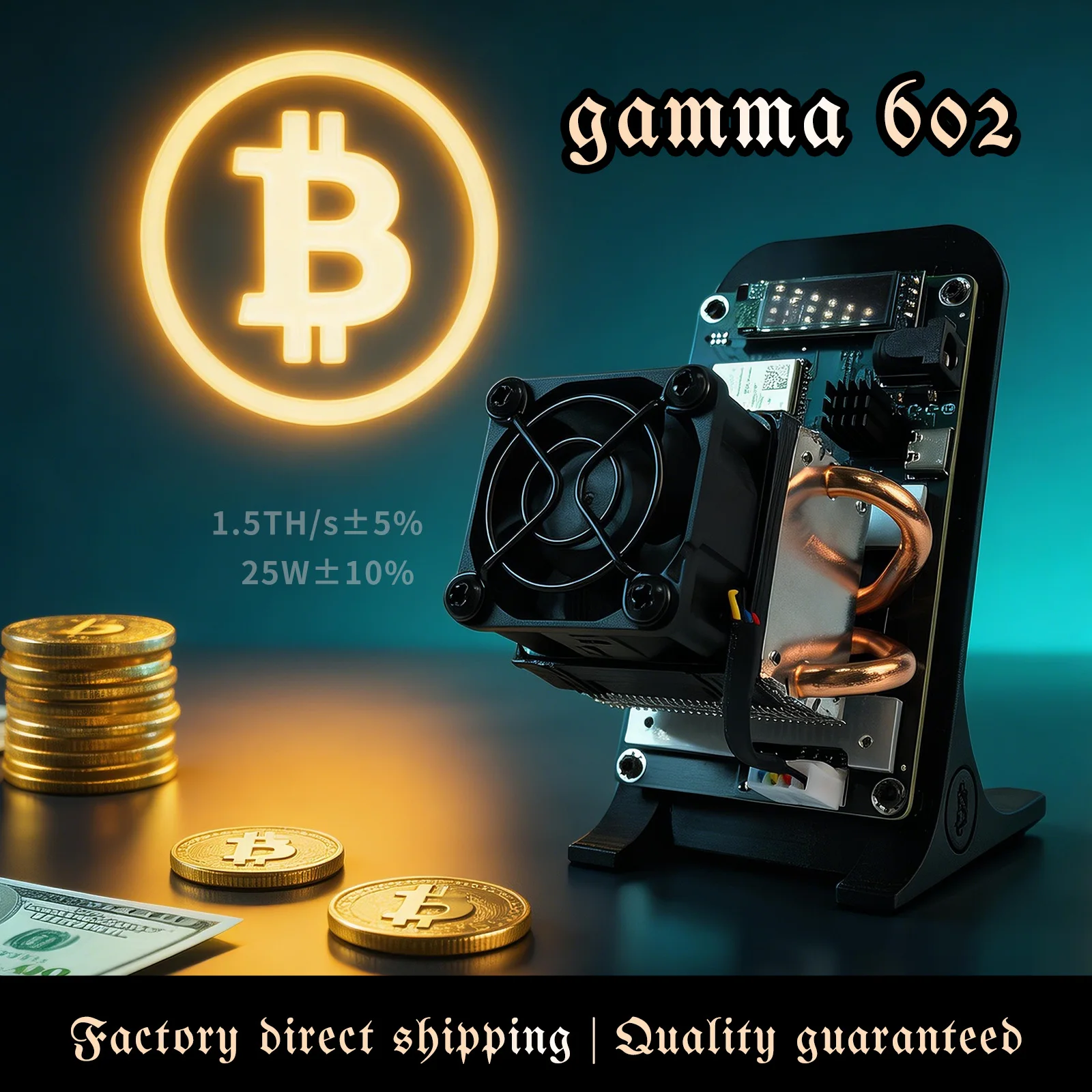 Gamma 602 Bitcoin Solo Mining Machine 1,5–1,7 TH/s – Open-Source-Lottery-Miner, übertaktbarer ASIC, persönlicher Krypto-Rig Image