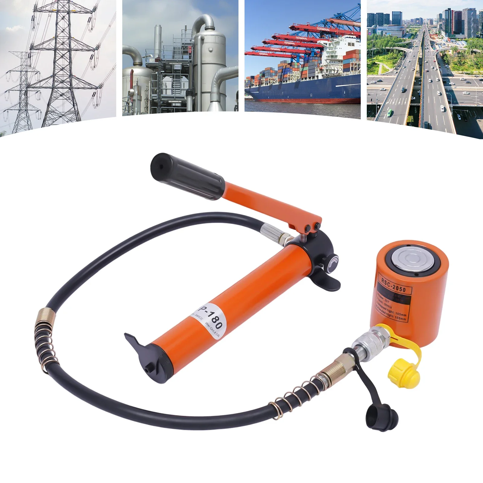 Pompe hydraulique manuelle, vérin hydraulique 20T 50mm, cric de levage avec pompe hydraulique manuelle 70Mpa 350CC, vérin hydraulique portable