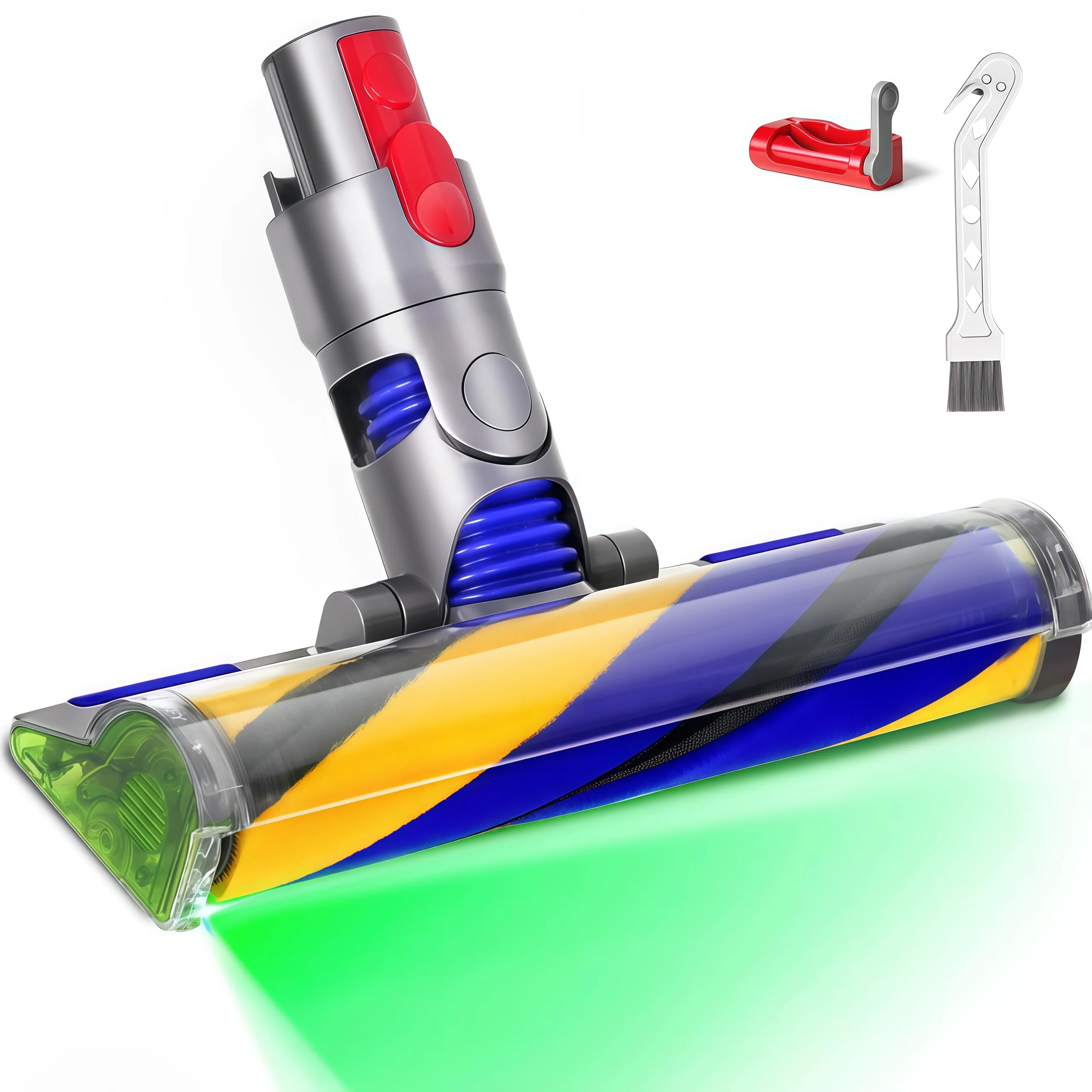 Für Dyson V10 V11 V15 V8 V7 Laser-Bodenbürstenkopf, Laser-Soft-Suction-Kopf, LED-Bodenbürstenzubehör, Schnellverschluss Image