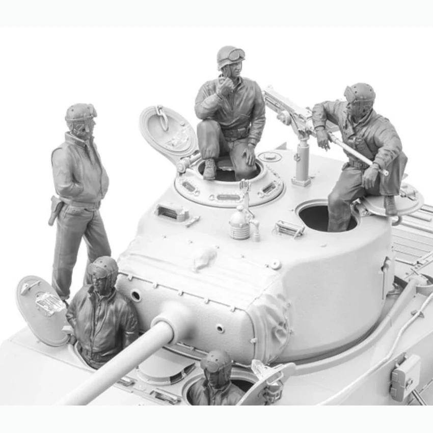 Die unassambled us m4a3e8 Crew enthält 5 unbemalte Miniatur-Modellbau sätze mit Harz figur Image