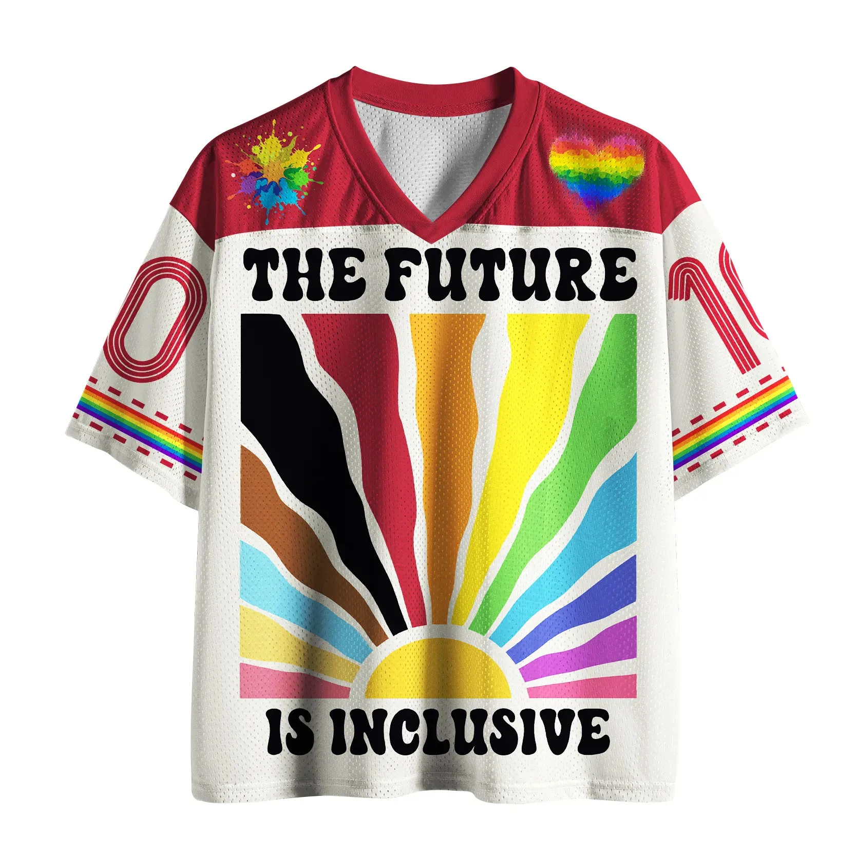 2026 Sommer Mode Neu Regenbogen Mehrfarbig Inklusiv 3D Schnelltrocknend Hip-Hop Outdoor Sport Street V-Ausschnitt T-Shirt Große Größen