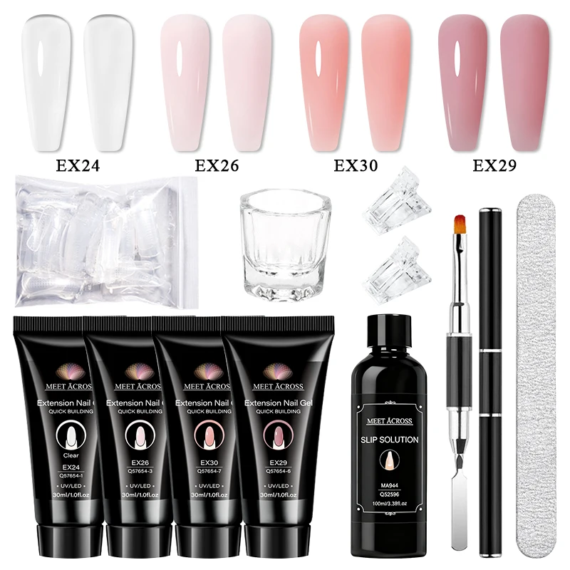 11-teiliges Set 30ml Poly Extension Gel Nagellack & 100ml Slip Solution, Maniküre-Werkzeugset, Smei Permanent, Salonqualität Vernis Image