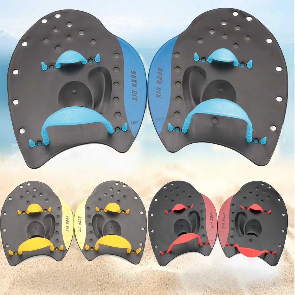 Schwimmtrainings-Handflossen, Schwimmpaddel, Freestyle-Schwimmflossen, Froschflossen mit verstellbaren Silikonbändern Image