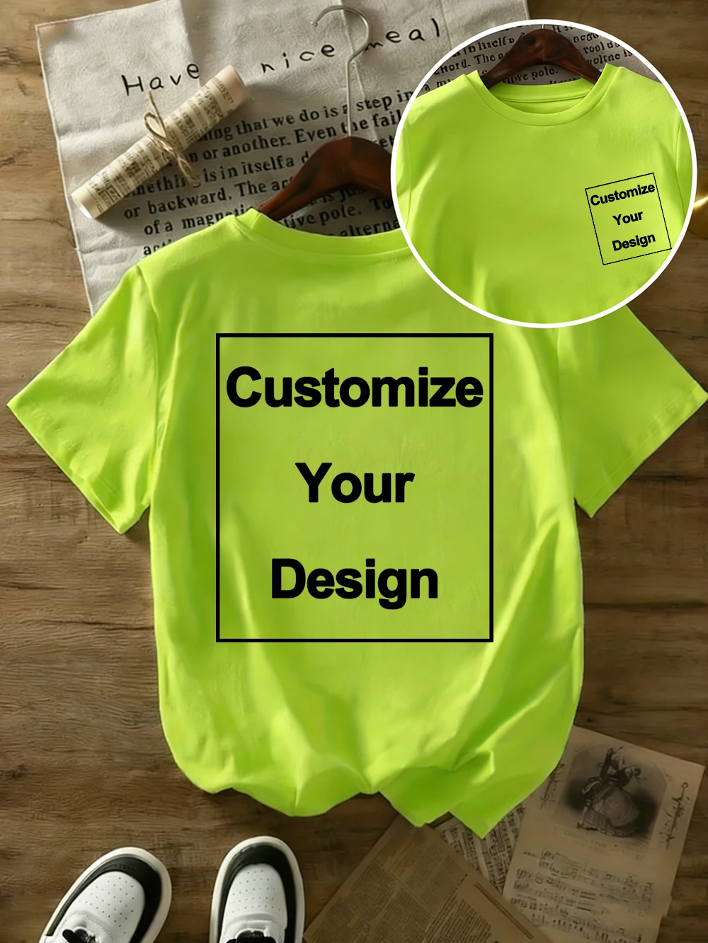Maßgeschneiderte Baumwoll-T-Shirts für Damen, Sommer-Kurzarm-Tops, O-Ausschnitt, Oversize-T-Shirts, lässige Personalisierung, DIY-Logo/Grafik-Kleidung Image