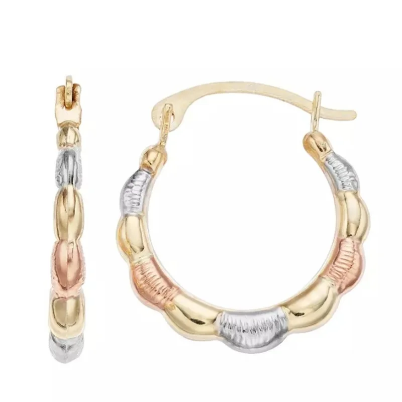 Modische Einfache Dreifarbige Design-Creolen für Damen Charmante Elegante Schmuck-Accessoires für Bankett Hochzeit Jubiläum Geschenke Image