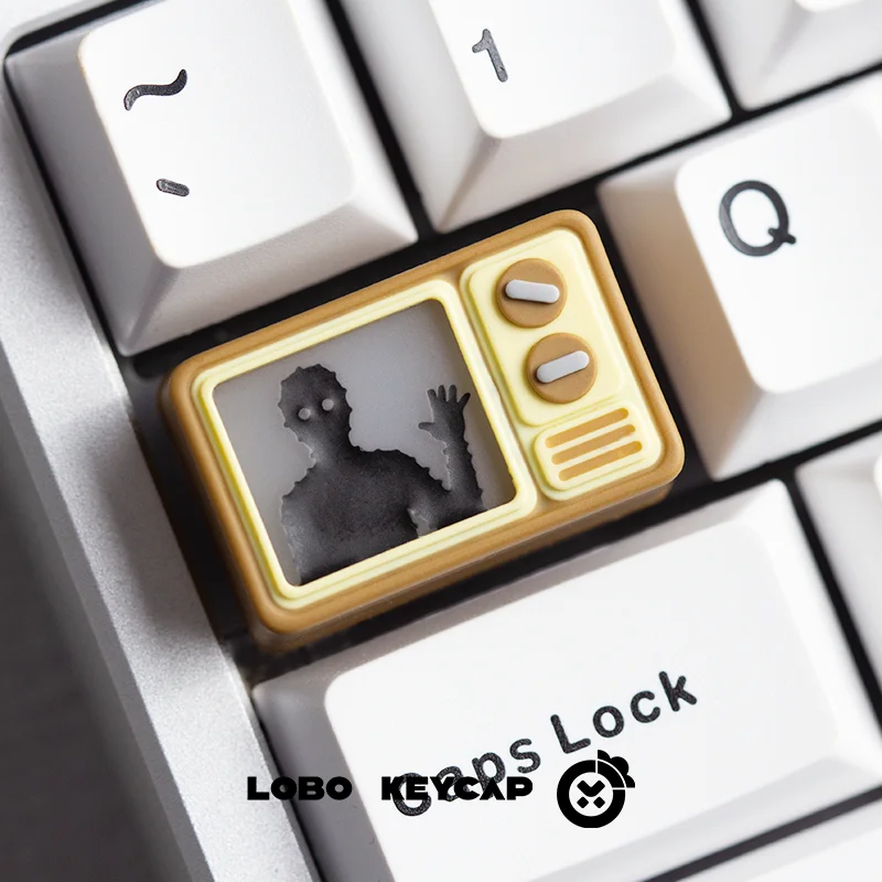 Retro Transparente TV Black Shadow Dinosaur Personalisierte Tastenkappe Einzelne Kreative Harz-Tastaturkappe Angepasste Esc-Geschenkidee Image