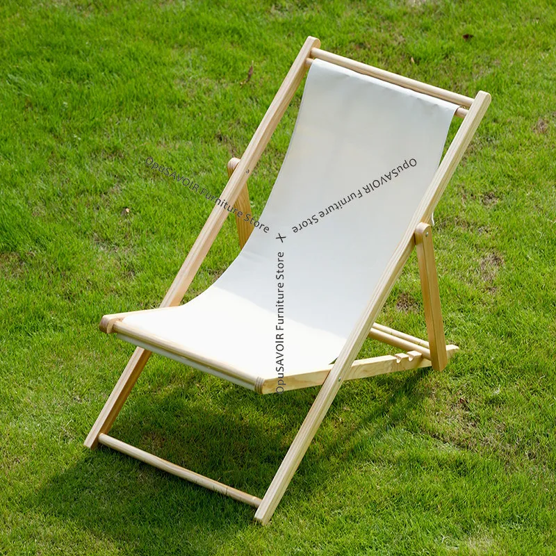Massivholz-Strandliege – Klappbare Outdoor-Liege mit Oxford-Canvas, Tragbarer Nickerchen-Liegestuhl, Begleiter & Entspannungssitz JT40