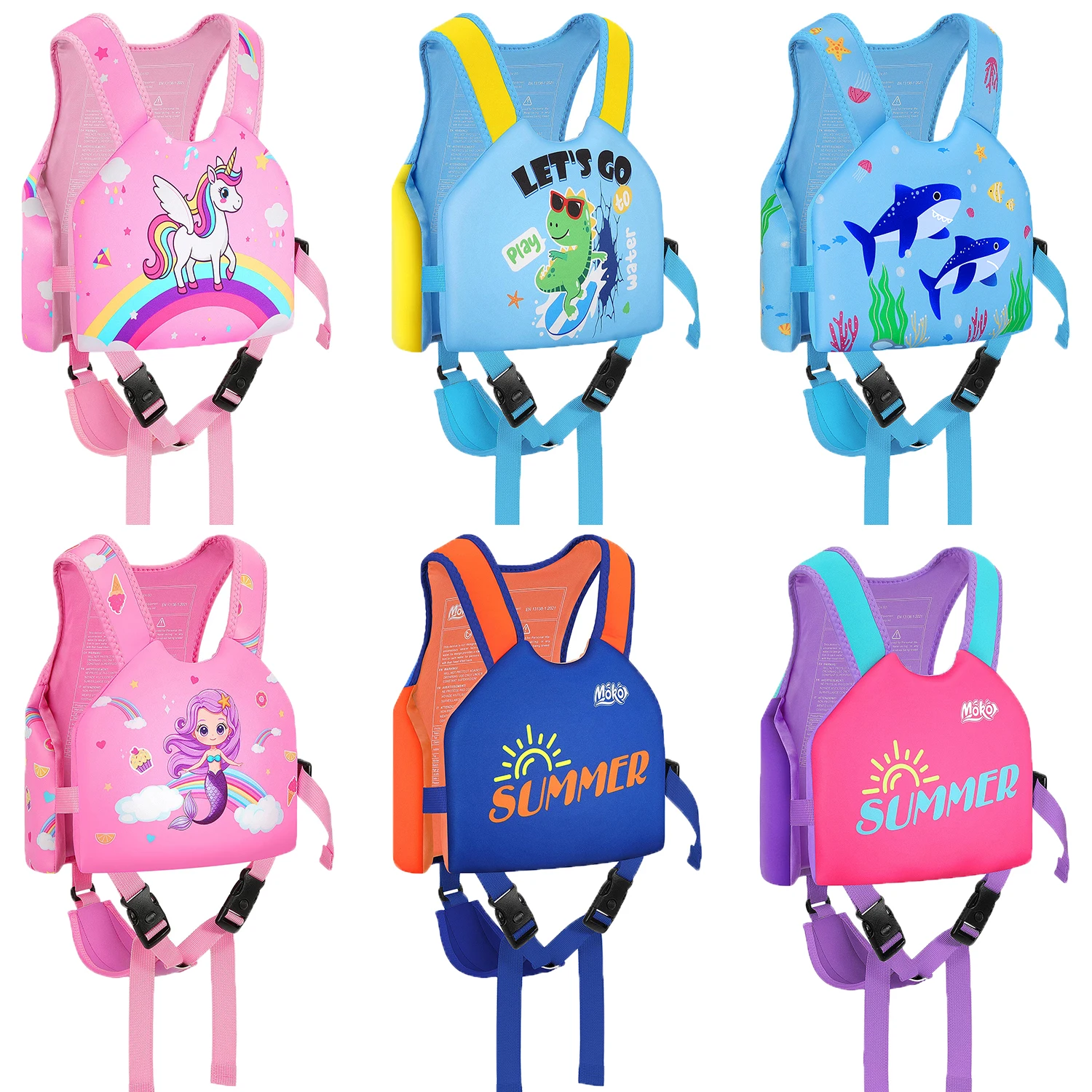 MoKo Kleinkind-Schwimmweste, Cartoon-Schwimmjacke für Kinder wiegt 22–6 Pfund. Kleinkind-Schwimmweste mit verstellbarem Schrittgurt Image