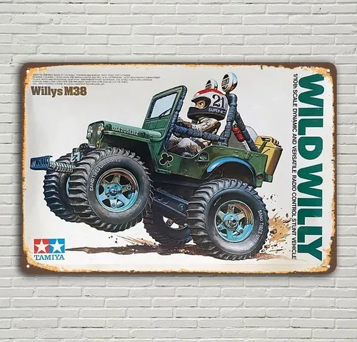 Vintage Rc Car Metallschild Poster – Tamiya Wild Willy Truck 20x30cm – Aluminium Image