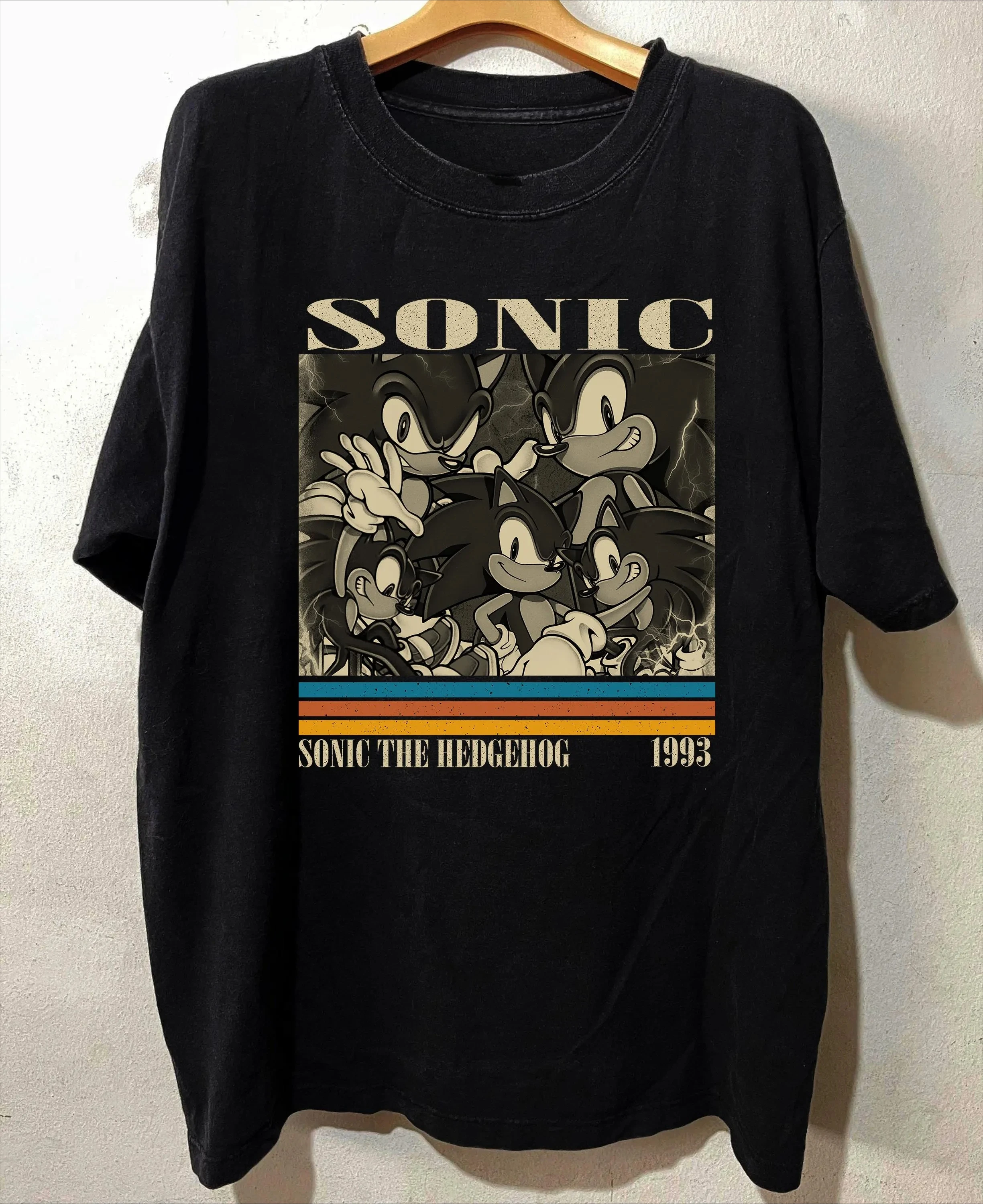 2026 Heiß begehrtes Sommer-Mode-T-Shirt: Neues Sonic Hedgehog Battle T-Shirt aus reiner Baumwolle im Hip-Hop-Stil für Outdoor und Streetwear, Rundhals-T-Shirt, große Größen