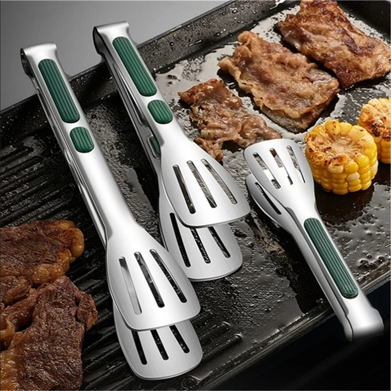 Edelstahl-Grillzange mit Rutschfestem Griff – Unverzichtbares Werkzeug zum Grillen, Kochen und für Buffet-Services mit Fleisch, Salat und Brot Image