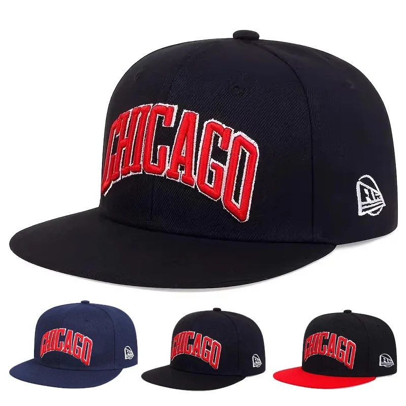Cappelli Hip-hop Unisex con Ricamo 'CHICAGO', Cappellini da Baseball Regolabili per Primavera e Autunno, Cappelli Trucker Casual per Esterni, Cappello Parasole