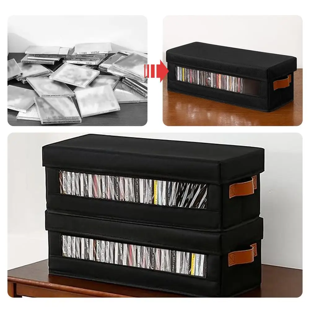 Große CD-Tasche Tragbare CD-DVD-Hülle Vliesstoff-Aufbewahrungstasche mit Deckel für Zuhause Büro Auto CD-Box Zubehör