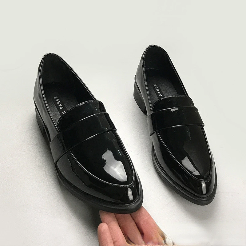 Women Shoes Spring Autumn 2022 New Black Pointed British Style Small Leather Shoes Loafers Shoes Single Shoes Vulcanize Shoes