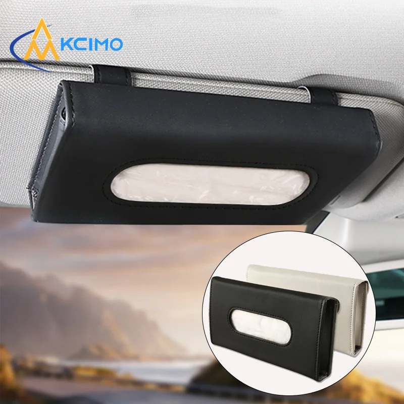 PU-Leder Multifunktionaler Auto-Sonnenblenden-Taschentuchhalter, Vielseitige Hängende Aufbewahrungsbox Innenausstattung Zubehör Universal Image