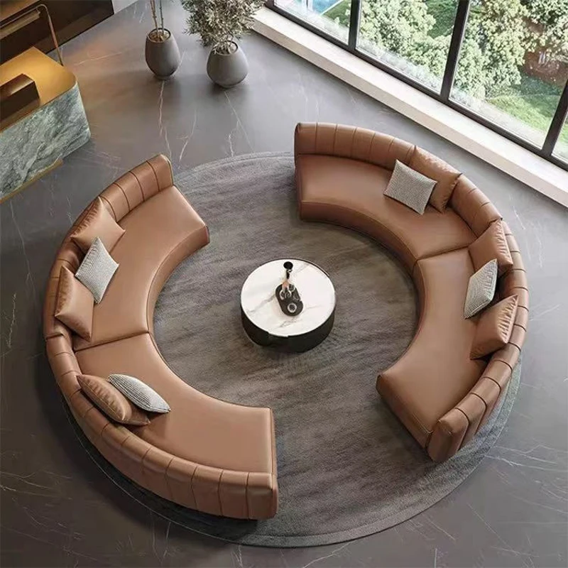 Divano Modulare Moderno di Lusso in Pelle a Mezzaluna, Set di Divani Componibili per Hotel, Sale Ricevimenti, Matrimoni, Eventi, Saloni e Reception