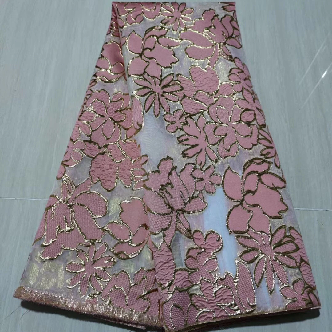 Nuovo Design Organza pizzo africano tessuto di pizzo francese di alta qualità nigeriano Tulle Jacquard broccato tessuto di pizzo per la festa LY20105