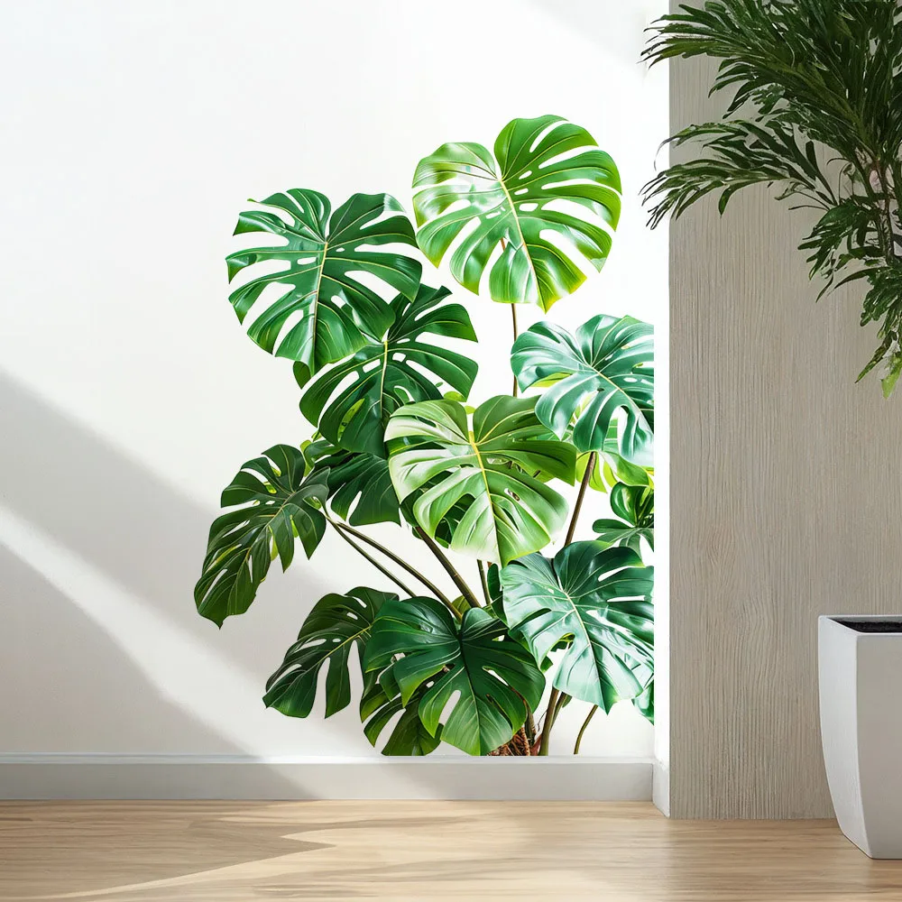 Monstera-Blatt Wandaufkleber Grüne Tropische Pflanze Wandsticker für Wohnzimmer Schlafzimmer Heim-Dekoration Abnehmbare Kunst-Wandmalerei