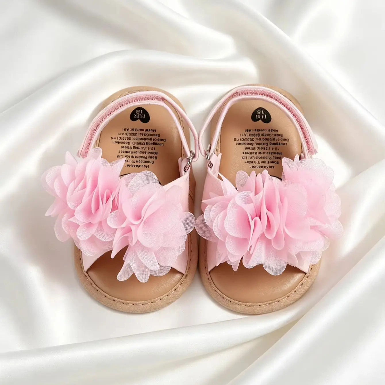 Niedliche Prinzessinnen-Babyschuhe, Sandalen, Strandschuhe, rosa Blumen-Babyschuhe mit weicher Sohle, weiche Schuhe für 0–18 Monate
