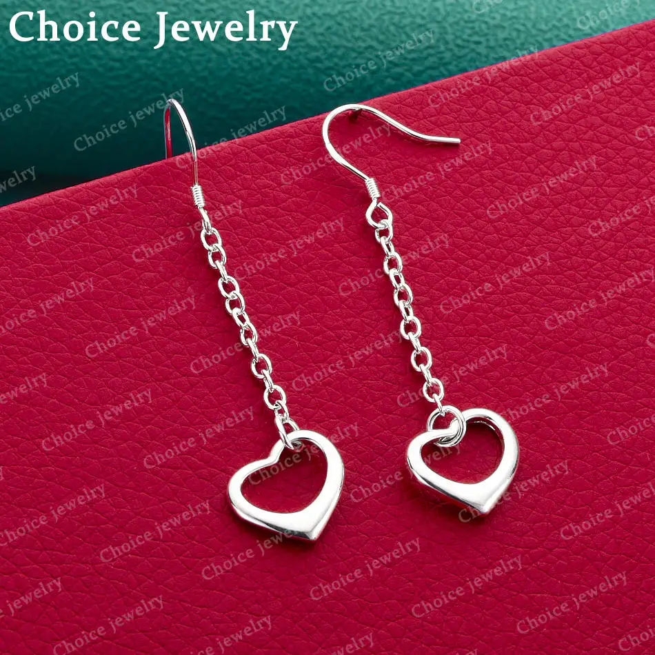 925 Sterling Silber Herz-Tropfen-Ohrringe für Damen, Schmuck, modisch, elegant, Verlobung, Hochzeit, Accessoires Image