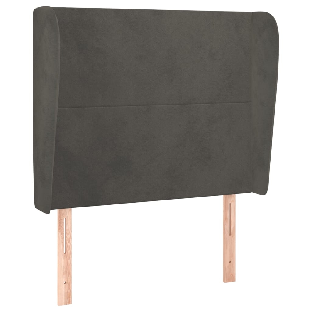 Décoshop26 - Kopfteil Schlafzimmeraccessoire Möbelstück mit Seitenteil 103 x 23 x 118/128 cm dunkelgrauer Samtstoff TDL0205043 Image