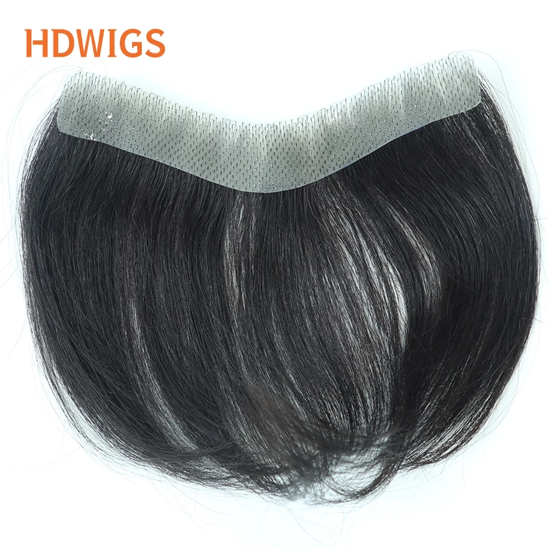 Toupet Man Front Hairine V Style Echthaarperücken für Männer 100 % menschliches Remy-Haarteilsystem Hochwertige Männerkapillarprothese Image