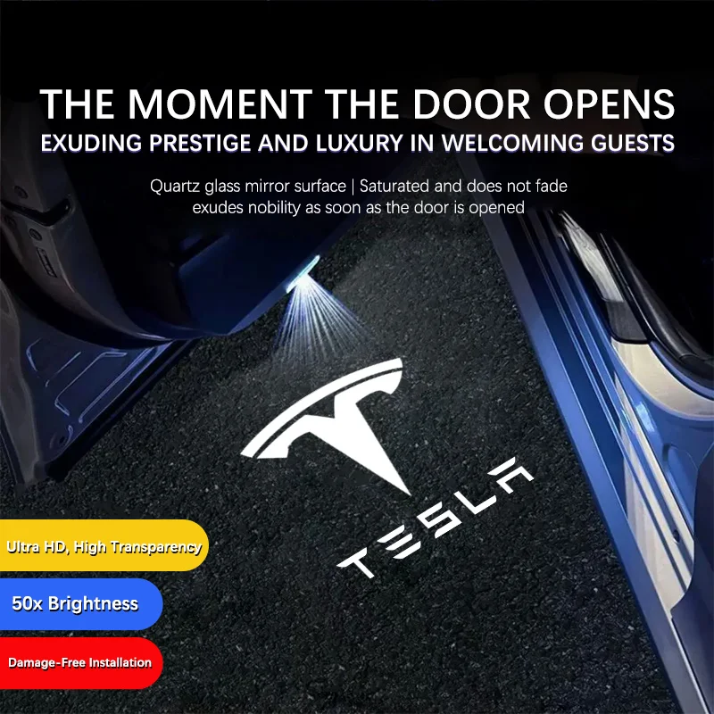 LED-Autologoprojektor, Ghost Shadow Willkommens-Türbeleuchtung für Tesla Model 3/S Model Y/X, Dekorationszubehör Image