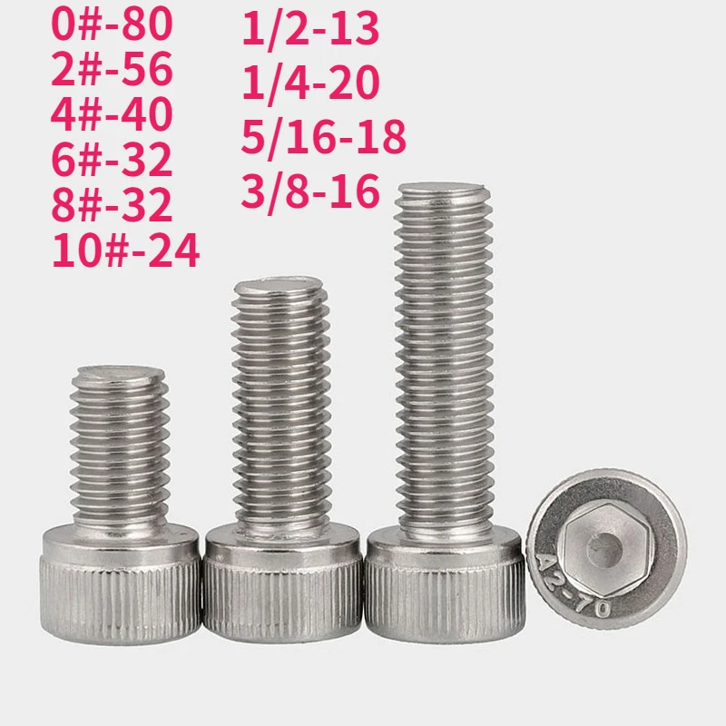 0 # 2 # 4 # 6 # 8 # 10 # 1/2-13 1/4-20 5/16-18 3/8-16 UNC 304 A2 Edelstahl Sechskant Innensechskantschraube Bolzen