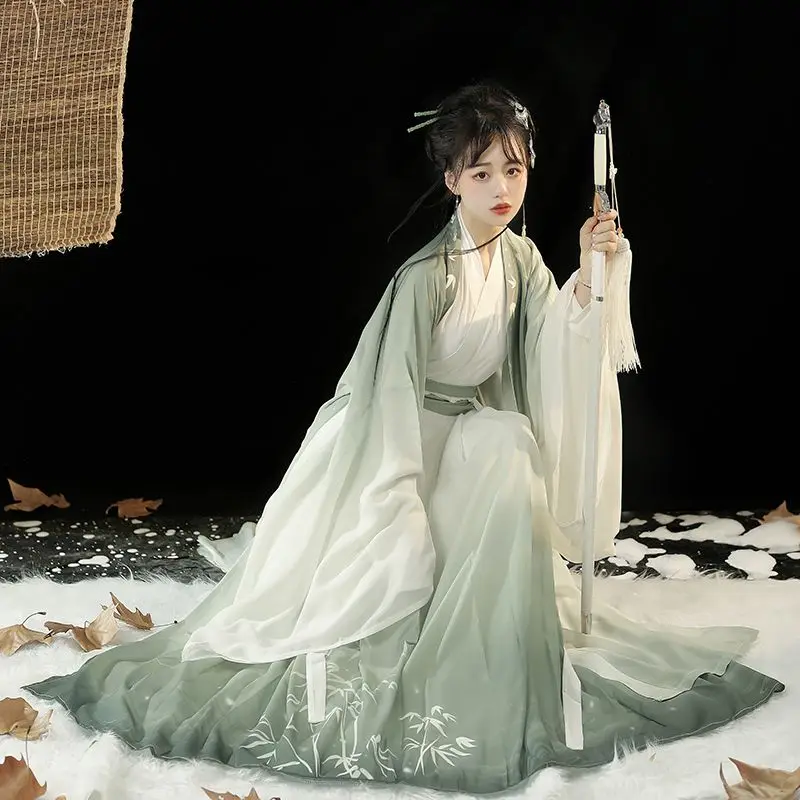 Chinesische Hanfu Kleid Frauen traditionelle Vintage Hanfu Cosplay Kostüm Farbverlauf blau Hanfu Kleid Geburtstags feier Kleid plus Größe