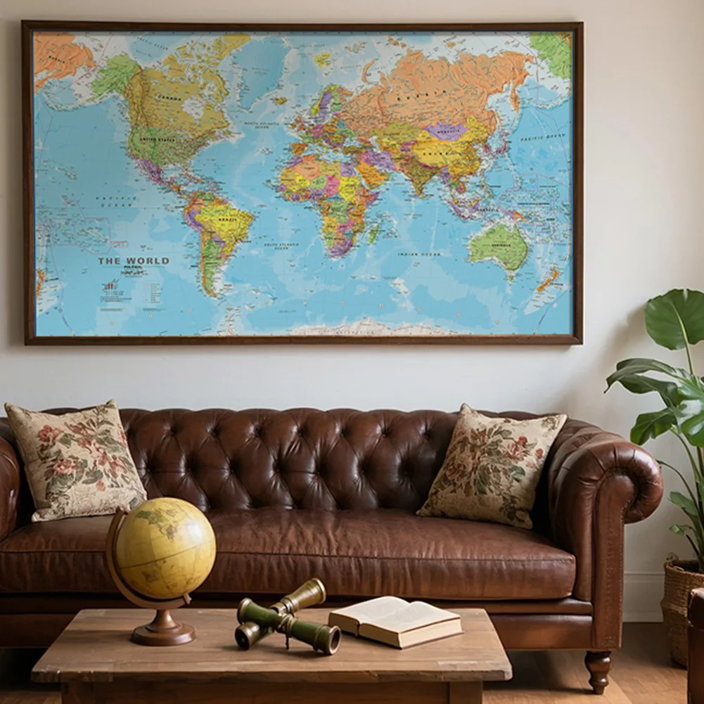 100*70cm Ungerahmte Vlies Weltkarte Wandbehang Poster Dekoratives Bild Gemälde Druck für Schlafzimmer Wohnheim Dekoration Image