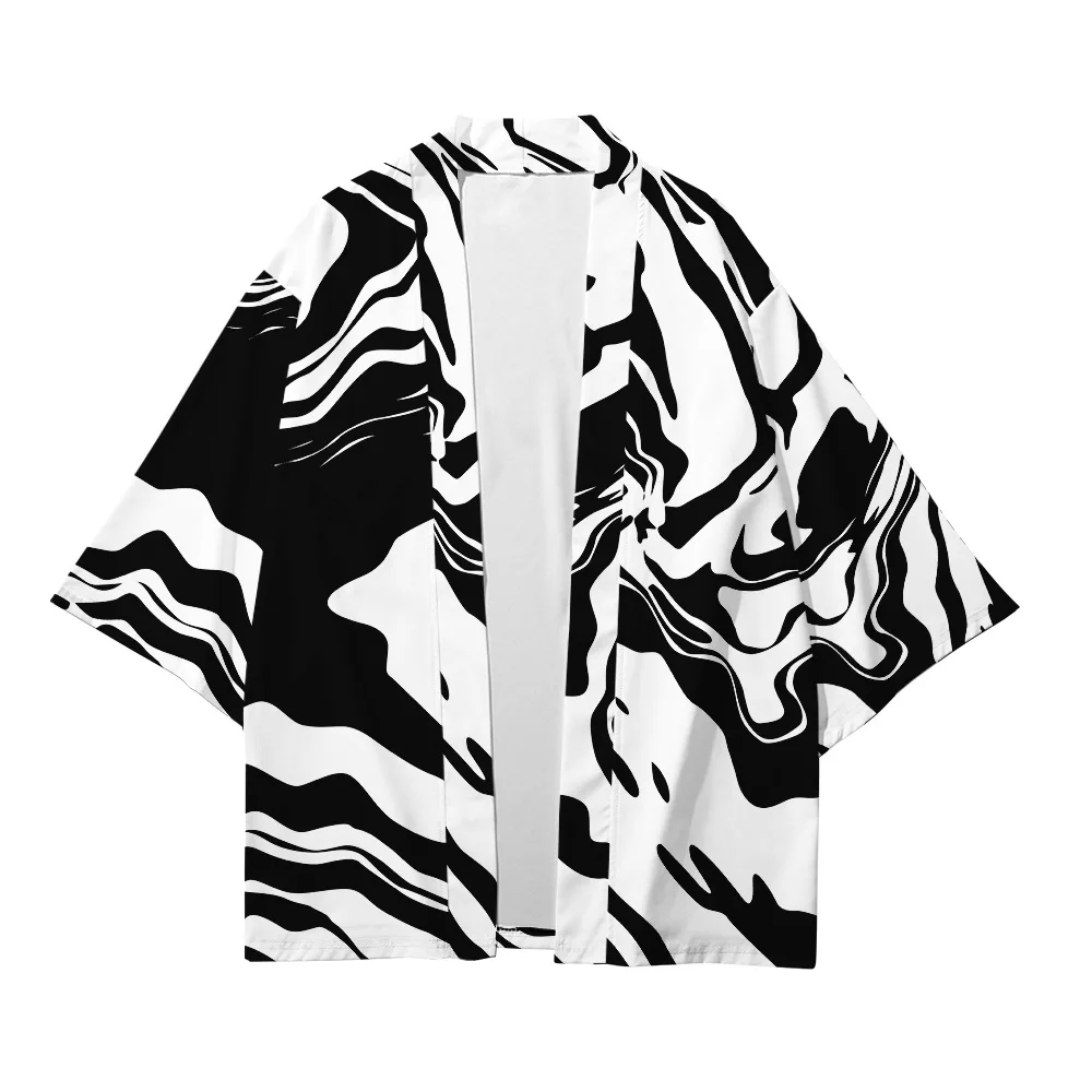 Plus Größe XXS-6XL Schwarz Weiß Lose Japanische Streetwear Strickjacke Frauen Männer Harajuku Haori Cosplay Kimono Top Yukata Kleidung