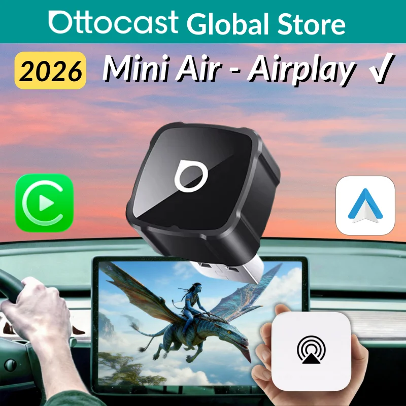 Ottocast Mini Air Wireless CarPlay Android Auto AirPlay Adapter 3-in-1 Plug-and-Play Wireless Mirroring für YouTube, TikTok, IPTV Image