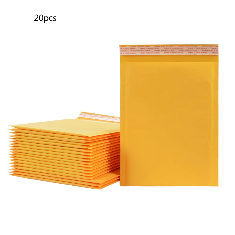 20 Stück verdickte, selbstklebende, stoßfeste Luftpolsterumschläge aus Kraftpapier in verschiedenen Spezifikationen für Versandumschläge Image