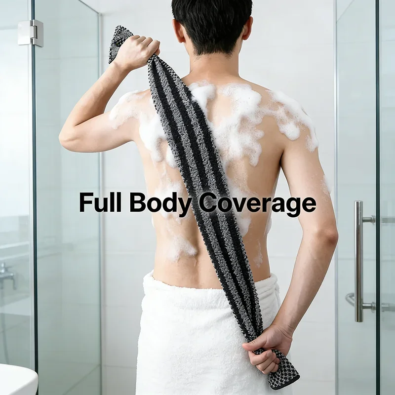 Herren-Peeling-Waschlappen Rückenschrubber mit Silberionen Multifunktionales Schaumbad-Handtuch Extra Langes Duschhandtuch Image
