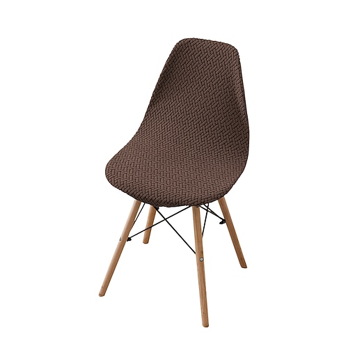 Stuhlhusse aus Stretch-Twill, elastischer Stuhlhusse mit geschwungener Rückenlehne für Esszimmer Image
