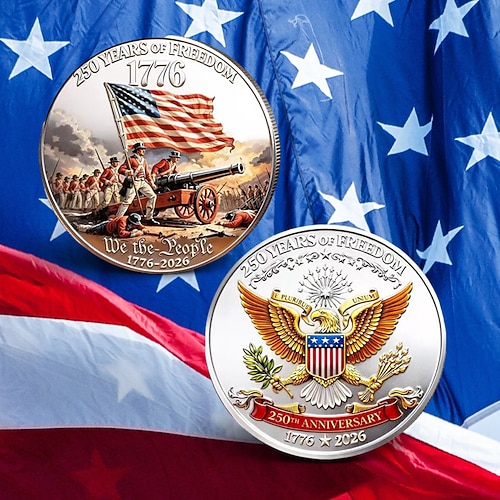 Gedenkmünze zum 250. Jahrestag der Gründung der USA – Wir, das Volk Adlermotiv, patriotische Sammlermünze (1776–2026), historisches Erinnerungsstück an die Freiheit Image