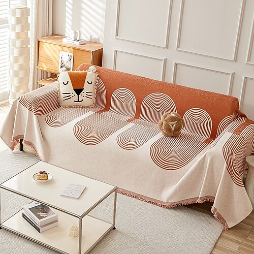 Sofabezug, Decke, Chenille-Couchbezug, Kratzschutz für Katzen, gestreifter Möbelschutz, waschbarer Sofaüberwurf für Couch, Bett, Wohnzimmerdekoration Image