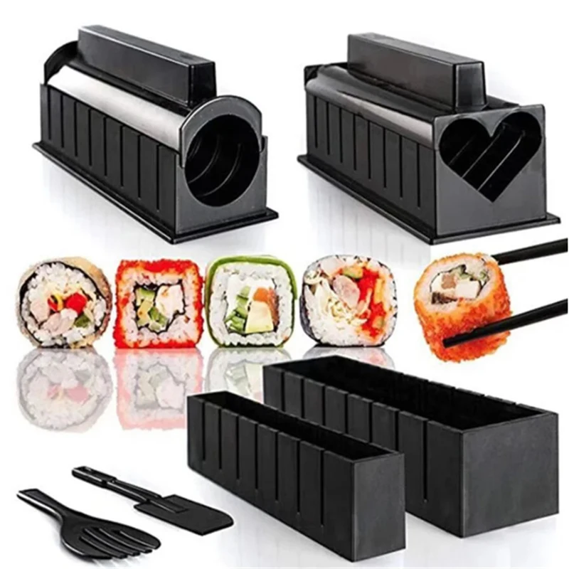 10 pièces/ensemble bricolage Sushi faisant Kit rouleau Sushi fabricant rouleau de riz moule outils de cuisine japonais Sushi outils de cuisine outils de cuisine