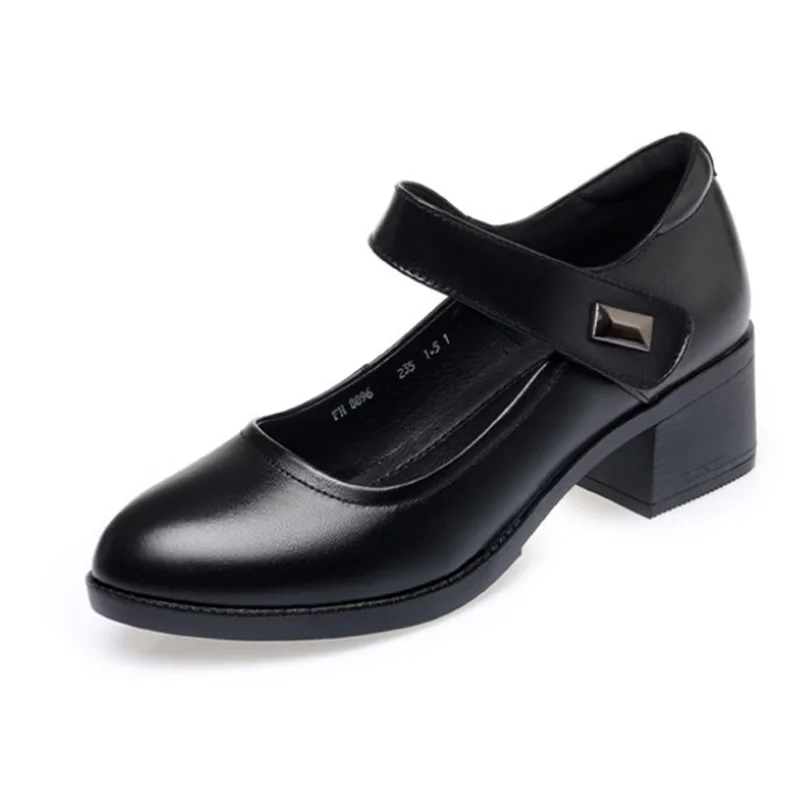 Zapatos Frauen niedlichen runden Zehen schwarzen Schnallen riemen hochwertige Pumps für sexy Party Lady klassische Büro Spring Heel Schuhe b142 Image