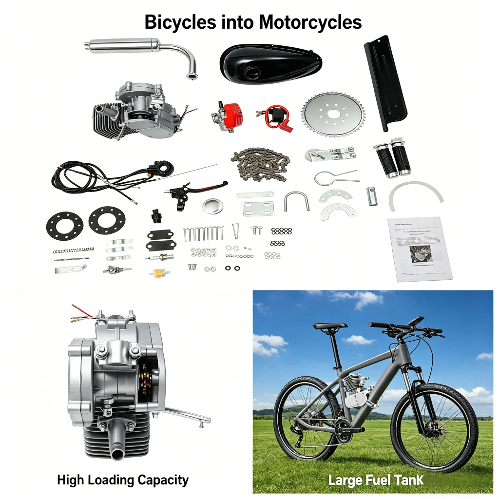 Kit Motore a Benzina 100cc per Bicicletta, Kit di Conversione Motore Bici 44 Denti, Parti di Modifica Bici ad Alta Velocità per Ciclismo Outdoor