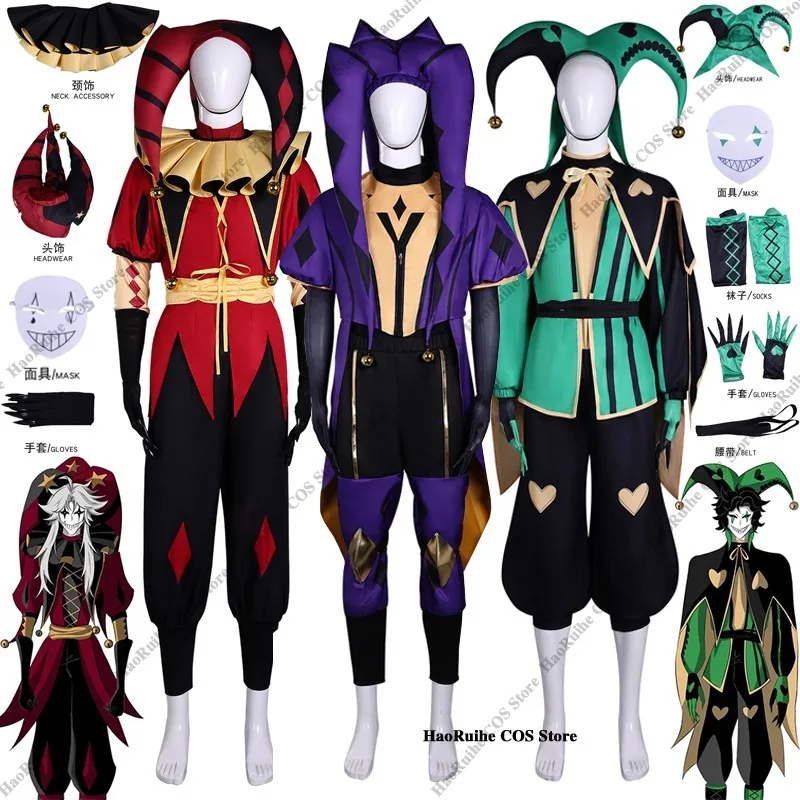 Costume da Pagliaccio Pierrot del Circo The Freak, Costume da Clown per Adulti con Top, Pantaloni e Parrucca, Uniforme da Joker per Halloween e Carnevale