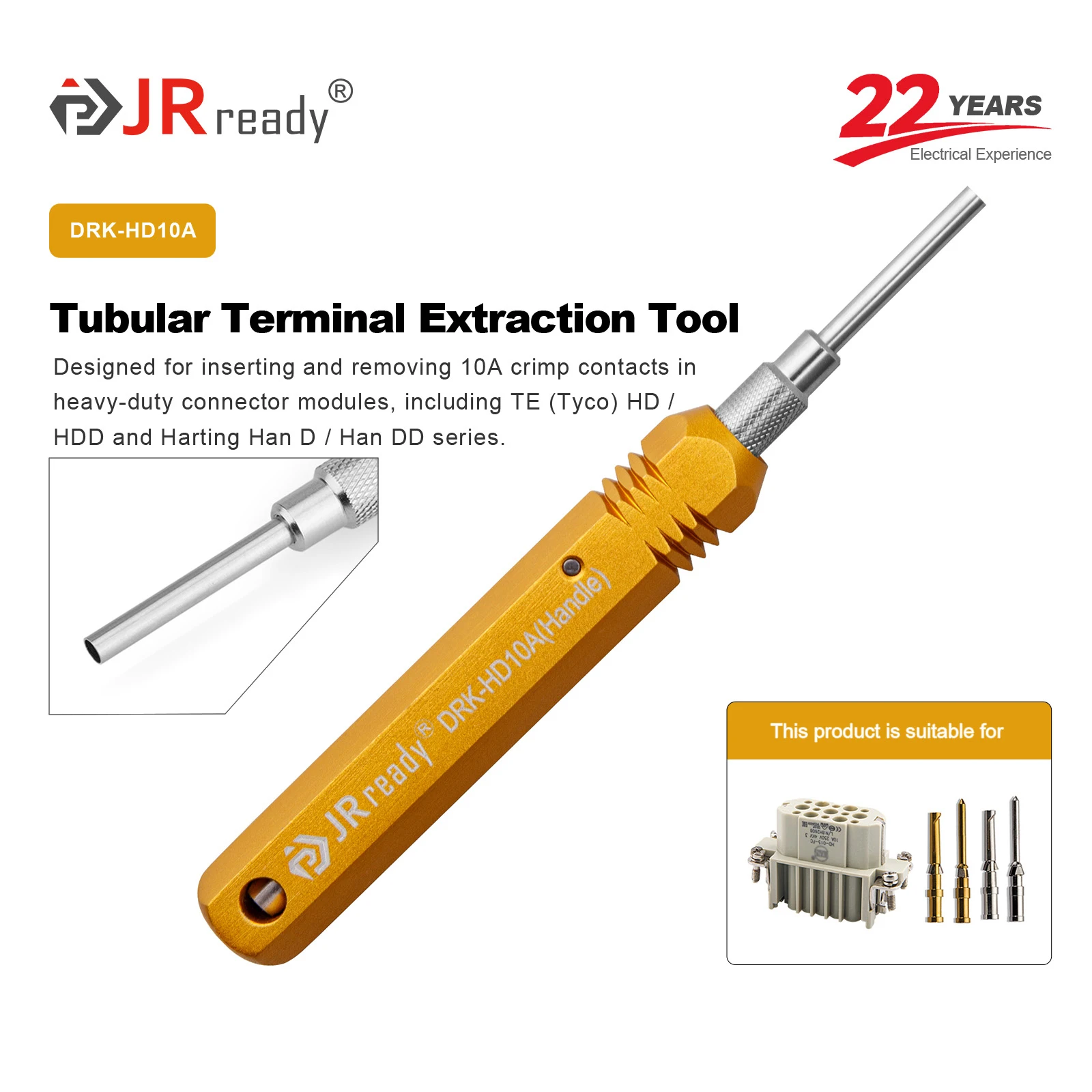 JRready DRK-HD10A(09990000012) HARTING Connector Pin Tool KIT Kontakte Extractor Tool Removal Harting/TE Heavy Duty HAN D 10A Image