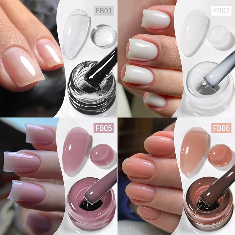 BORN PRETTY Faser-Gummi-Basisgel Nagellack 10ml Aufbaugel Lack Verstärkungsgel für Dünne Nägel Semi-Permanent Gel Image
