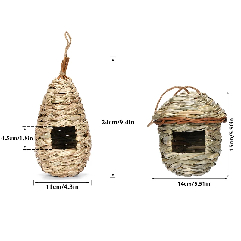 Nido per Uccelli da Esterno Intrecciato a Mano, Casetta Decorativa per Uccelli, Gabbia Rifugio per Uccelli, Nido per Pappagalli Intrecciato da Appendere, Gabbia Creativa Fatta a Mano