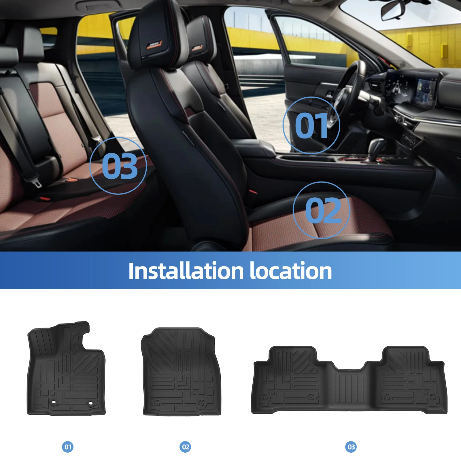 Tappetini per Auto e Tappeto Bagagliaio in TPE 3D Impermeabile per Toyota RAV4 Hybrid 2026, Accessori per Tutte le Stagioni, Neri, Guida a Sinistra