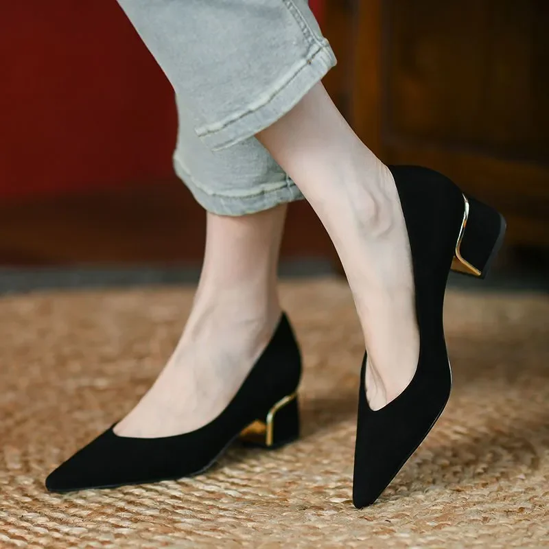 Sapatos femininas Damen-Schuhe, niedlich, süß, schwarz, bequem, für Frühling und Sommer, Schuhe mit quadratischem Absatz, Damenmode, Büroarbeit, sexy Schuhe, B639