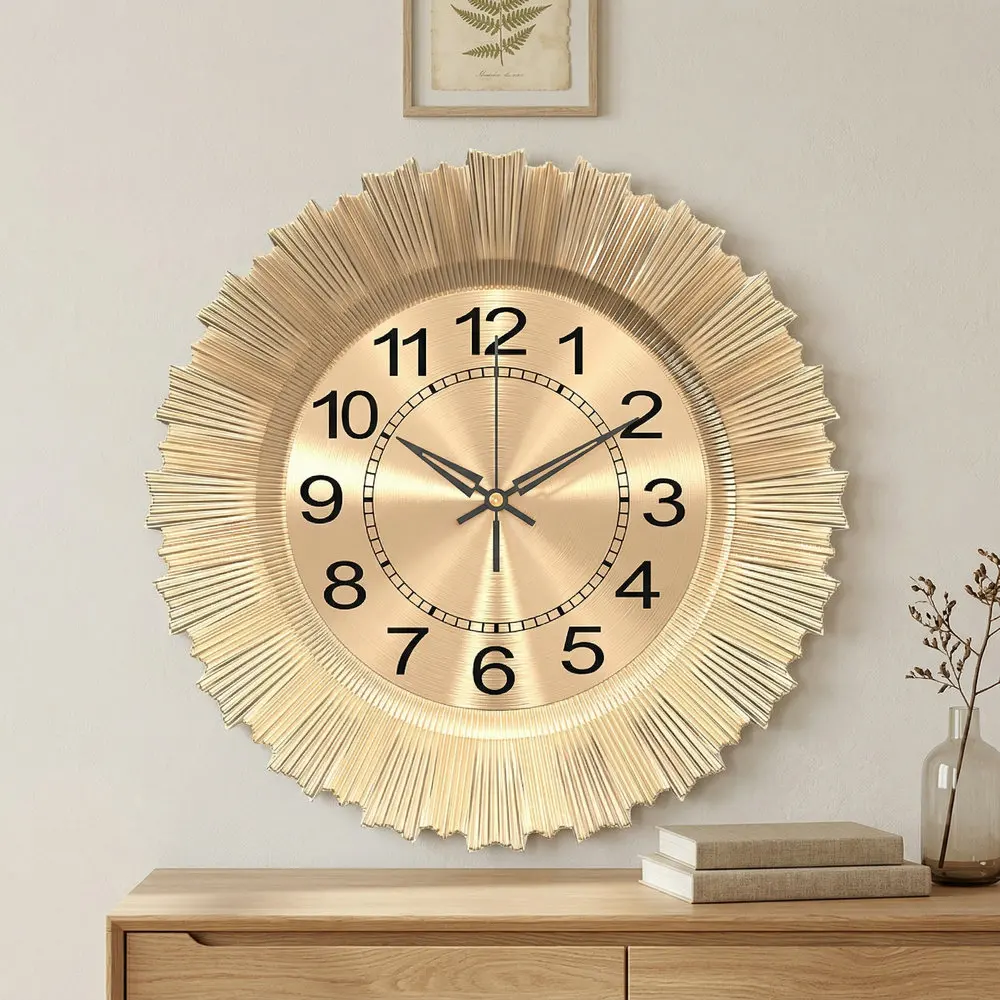 Kreative Plastik-Wanduhr, Vintage-Sonnenstrahl-Design Moderne Wohnzimmer-Dekoration Einzigartige Dekorative Zeitmesser