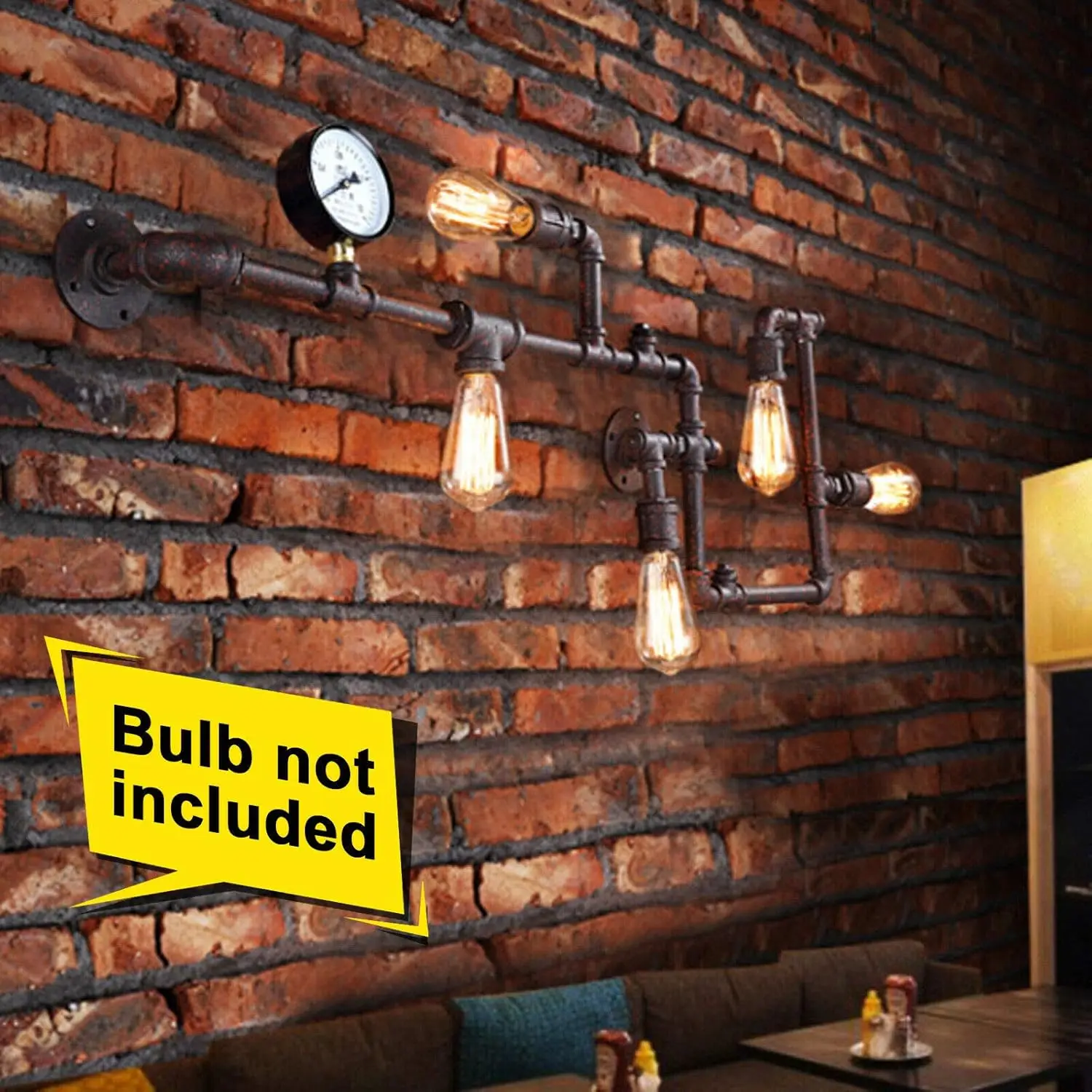 Retro Industrielle Wandleuchten im Wasserrohr-Design, Edison Wandlampe Vintage Steampunk, Industrielle Lampe Wandbeleuchtung Antik-Messing