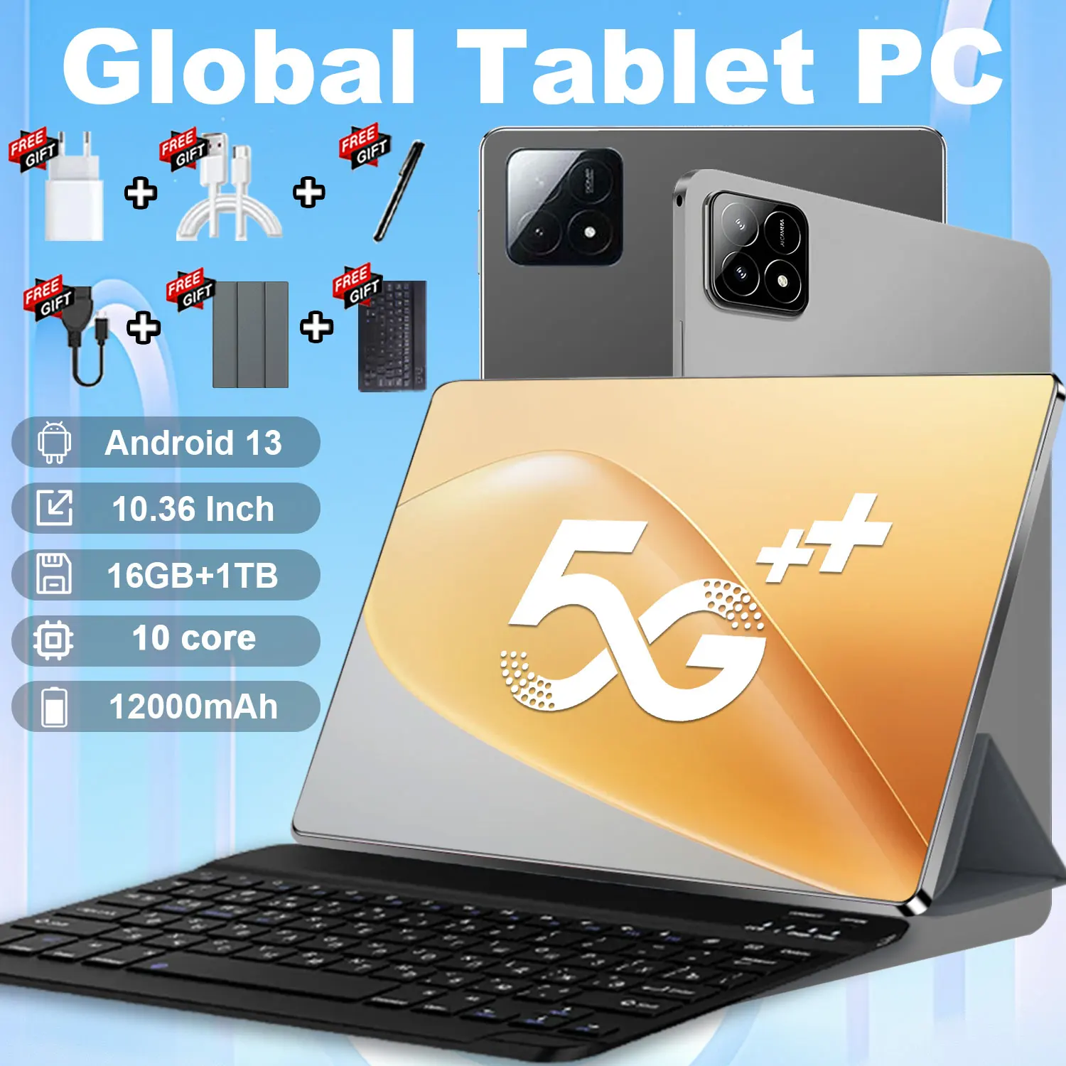 Nuovo Tablet HD da 10.36 pollici 2026 Android 13 10 Core 5G Dual SIM 16GB 1TB di Memoria 12000mAh Fotocamera 16+32MP Tablet PC Aziendale