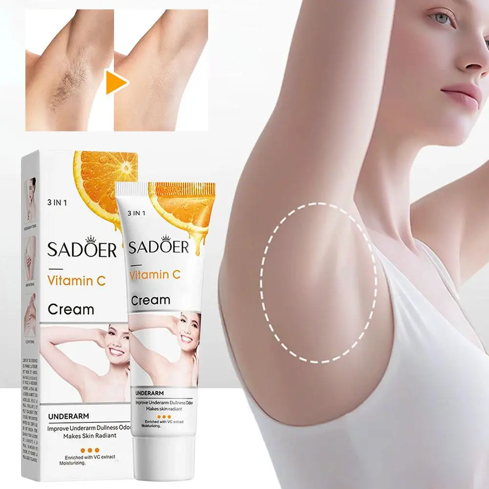Vitamin C Achselcreme Aufhellende Nährende Achselhöhlenpflegecreme Anti-Trockenheit Zarte Glättende Peeling-Creme Hautpflege Image
